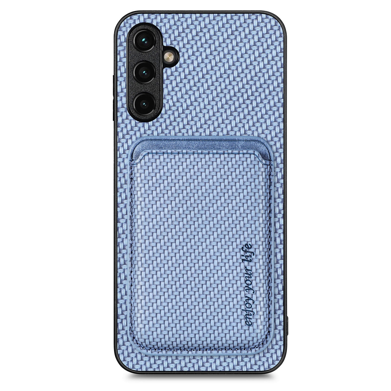 M2 For Samsung Galaxy A55 5G Carbon Fiber Texture Case Detachable Card Holder Phone Cover M2 For Samsung Galaxy A55 5G Carbon Fiber Texture Case Detachable Card Holder Phone Cover
